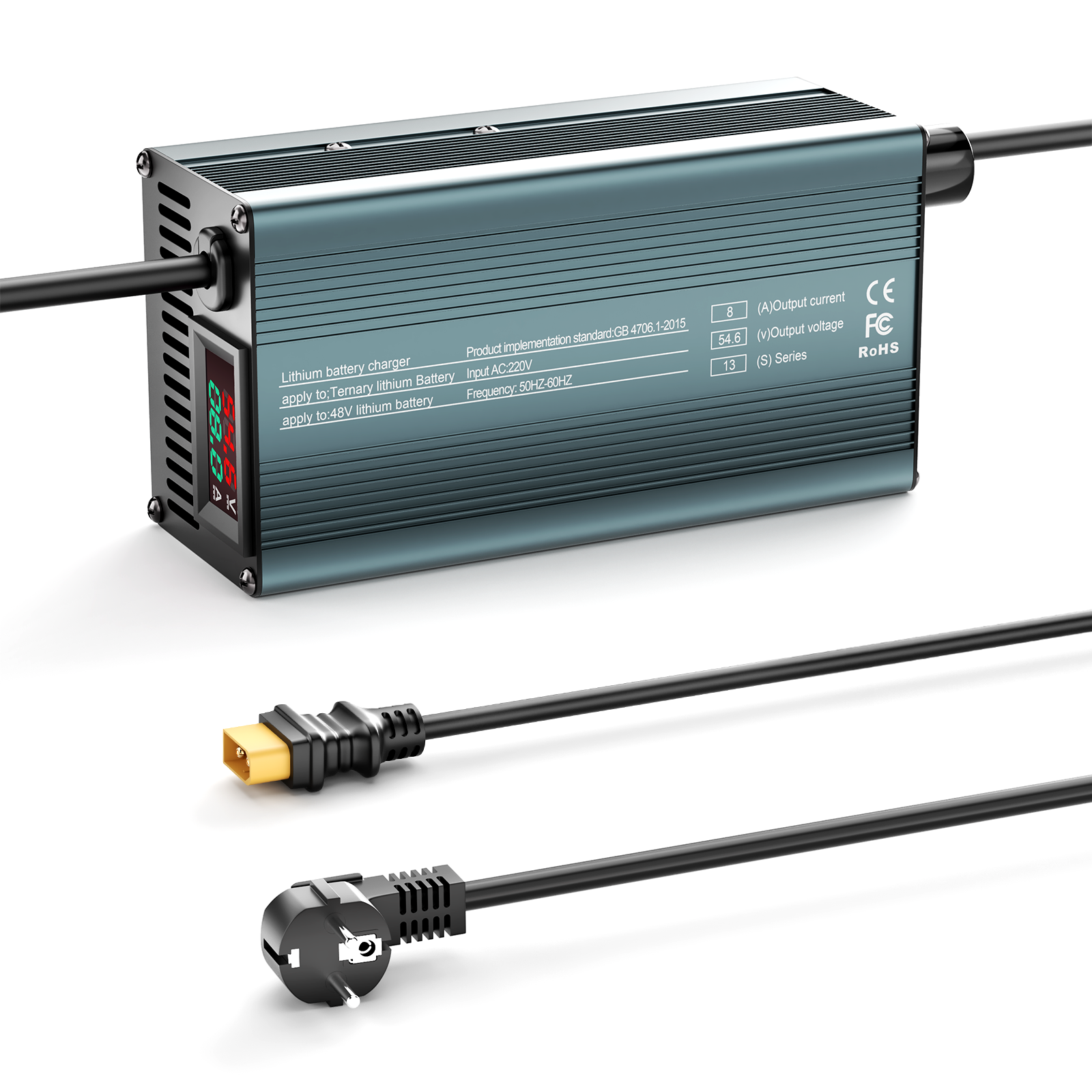 NOEIFEVO 54.6V  8A 13S Lithium-Batterieladegerät für 13S  48.1V Li-Ionen-Batterien, Strom Einstellung 1-8A, langsames Laden und schnelles Laden (MLC1300)