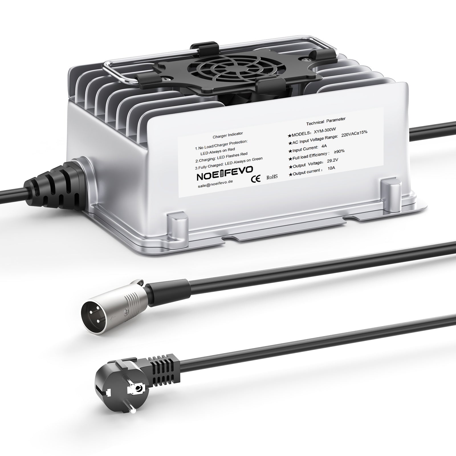 NOEIFEVO 29.2V 10A Wasserdicht LiFePO4 Akku-Ladegerät für 25.6V(24V) 8S LiFePO4 Akku