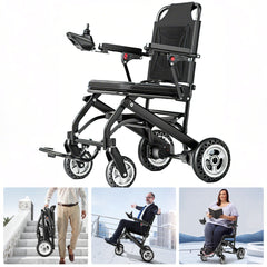 Elektrische rolstoel – 13.6kg, 300W motor, afneembare lithium-accu, elektromagnetische rem, 100kg draagvermogen, lichte elektrische opvouwbare rolstoel ideaal voor reizen & dagelijks gebruik