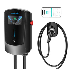 NOEIFEVO Wallbox Typ 2, 22kW, mit App und RFID, 6–32A, 3-phasiges 400V Ladegerät für Elektrofahrzeuge (BEV/PHEV) mit 5 m Ladekabel und Kabelhalter, FI-Schutzschalter Typ B und Schutzart IP65, effiziente Ladestation für Zuhause und Büro
