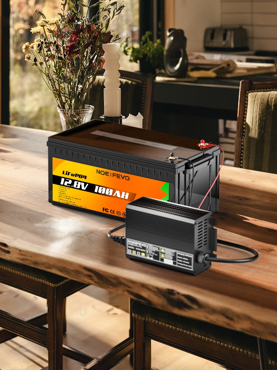 Noeifevo 12V 12,8V 30A Lithium LiFePO4 batteriladdare, laddningsspänning 14,6V, 0V BMS aktivering, automatisk avstängning, aluminiumhus