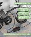 NOEIFEVO 58,8V 2-20A litiumbatterilader for 51,8V 52V 14S litium-lion-lipo-batteri, LCD-skjerm, justerbar strøm, lader for elsykkel, scooter, elektrisk motorsykkel