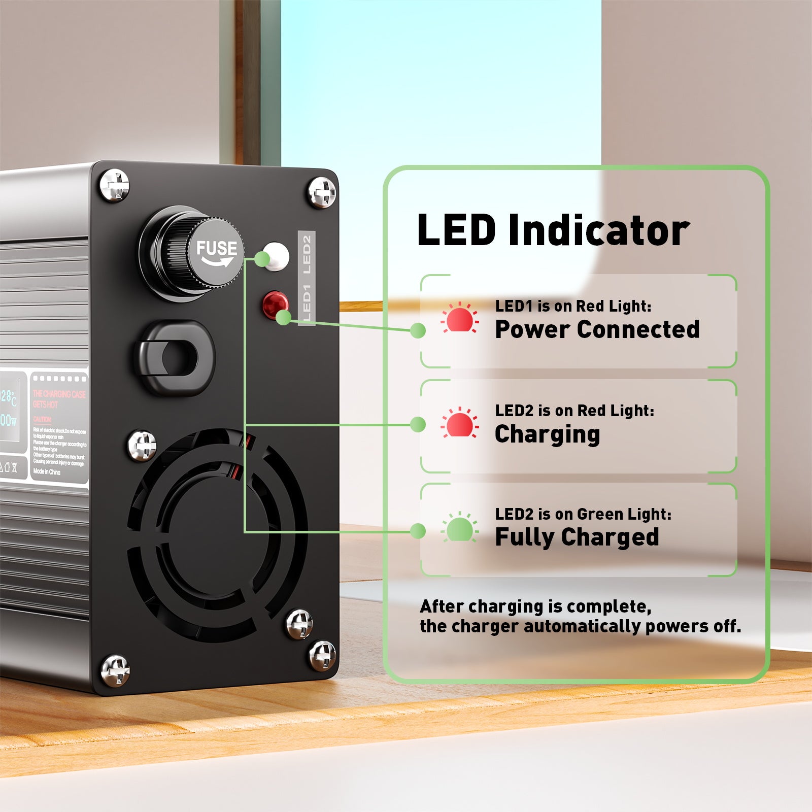 NOEIFEVO 29.4V 3A Lithium-oplader voor 7S 25.9V Li-Ion Lipo-batterijen, met LCD-scherm, koelventilator, automatische uitschakeling