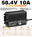 NOEIFEVO 58,4V 10A LiFePO4 batterilader for 51,2V(48V) 16S litiumbatteri for golfbiler, bobiler og elektriske fiskemotorer