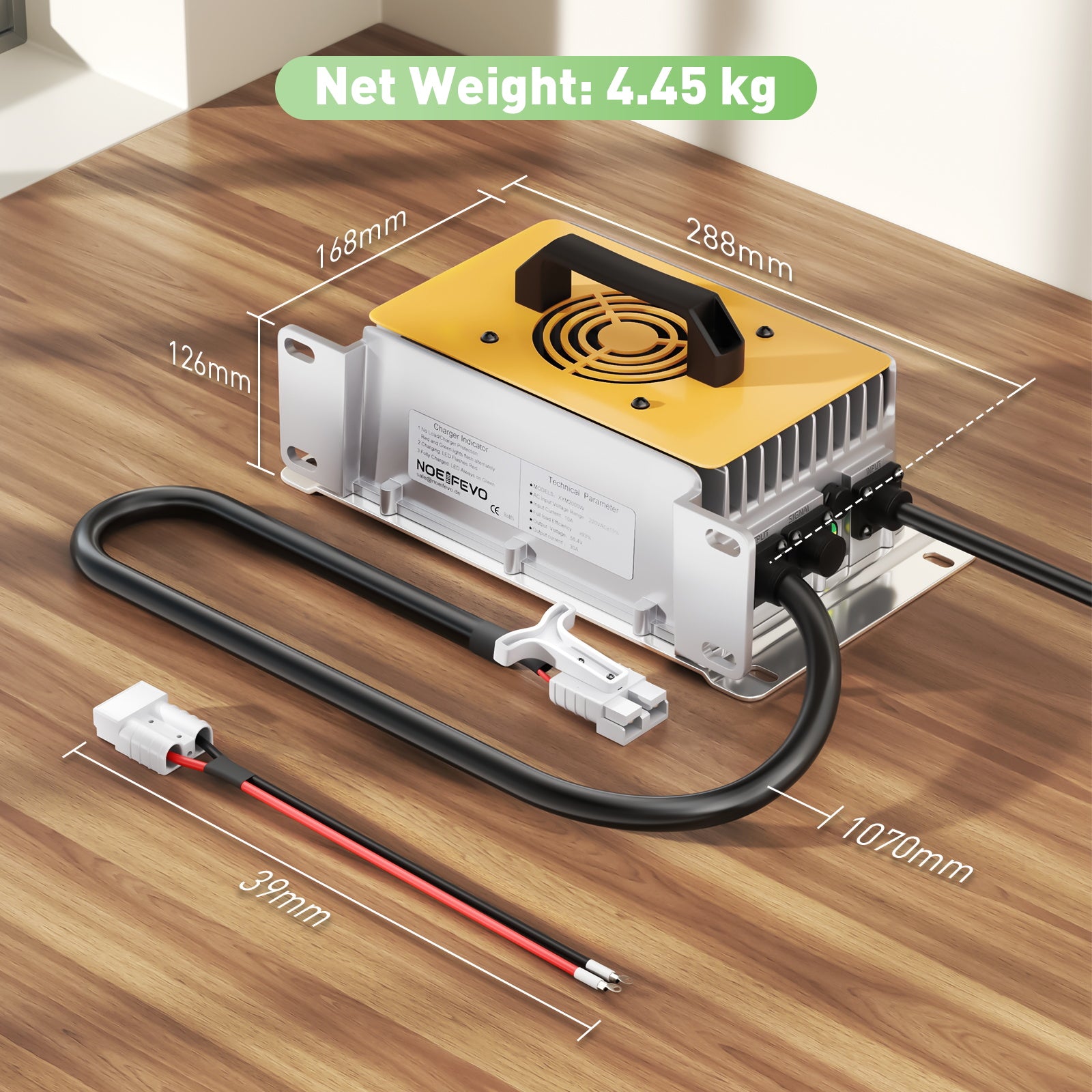 NOEIFEVO 58.4V 30A LiFePO4 acculader voor 51.2V(48V) 16S LiFePO4 accu, waterdicht, 0V BMS ingeschakeld