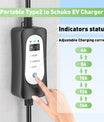 Cargador EV portátil Type2 3.6KW 16A, Type1 cable de carga EV móvil de 5 metros con Schuko