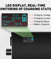 NOEIFEVO 73V 20A Nabíjačka batérií Lithium-LiFePO4 pre batérie LiFePO4 60V 64V 20S, s LCD displejom, nastaviteľný prúd, nabíjačka pre trollingové motory, člny a karavany