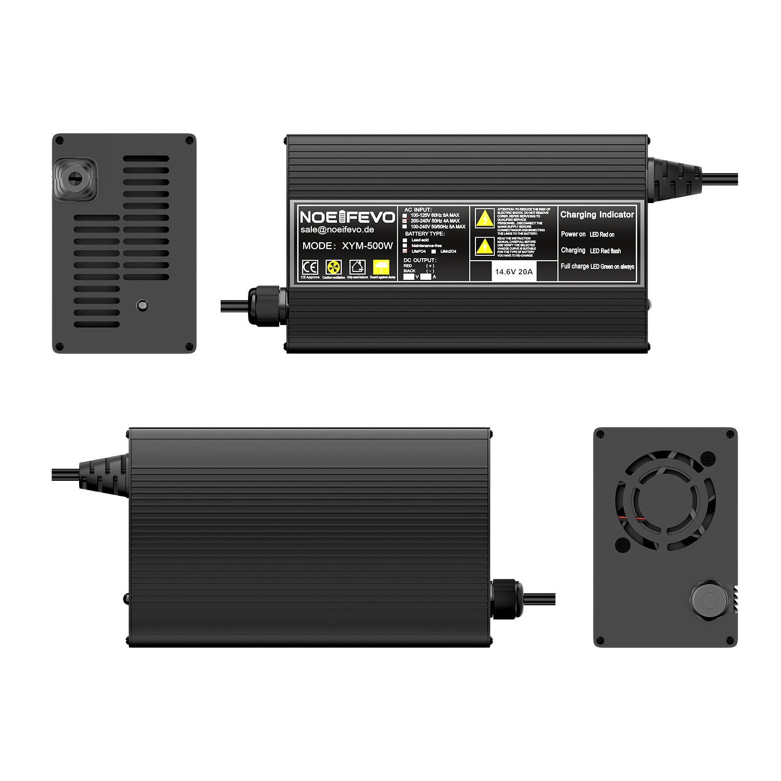 Noeifevo 14.6V 20A LiFePO4 Akku Ladegerät für 12V 12.8V LiFePO4 Batterie