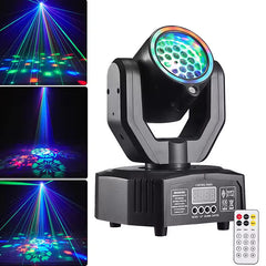 36W feestlicht, verstelbare spot met lichtstraalpatronen, RGB-fullcolor, DMX-besturing, spraakgestuurde modus, stroboscoopeffect, geschikt voor dj's, discotheken, familiefeesten en kerst