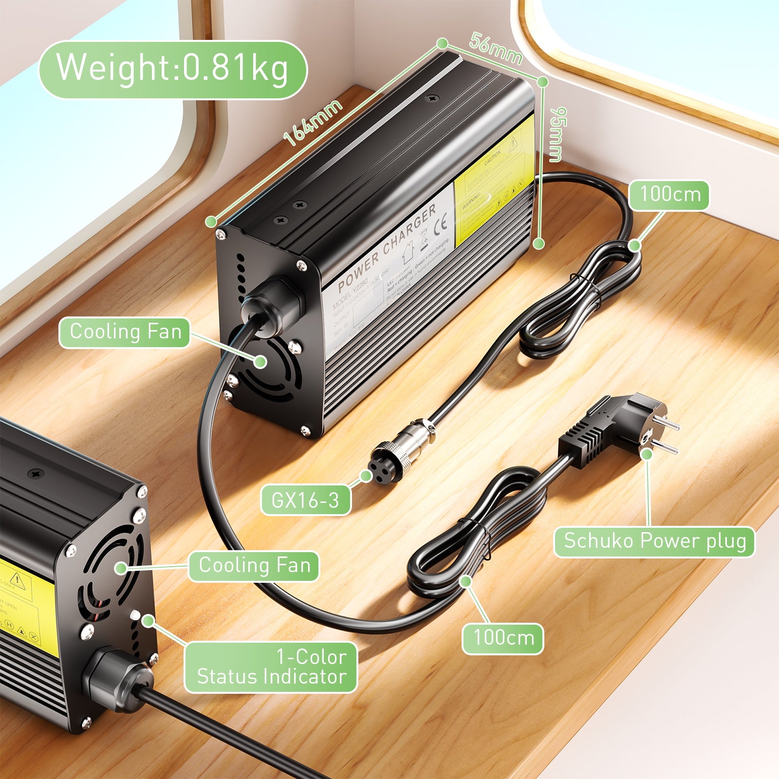 NOEIFEVO 16.8V 10A Lithium-batterilader til 15V 14.6V 4S-batteri, E-cykel, scooter, elektrisk udstyr, motorcykellader.