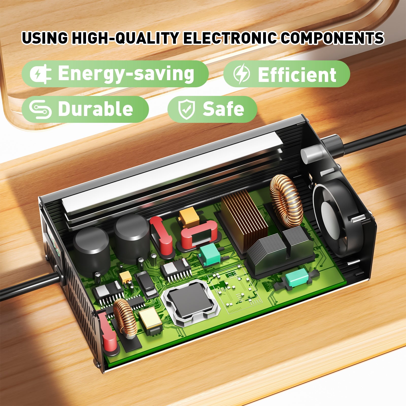 NOEIFEVO 50,4V 20A Lithium-batterilader til 44,4V 12S Lithium-Li-Ion-Lipo-batteri, LCD-skærm, justerbar strøm, lader til E-bike, scooter, elektrisk motorcykel