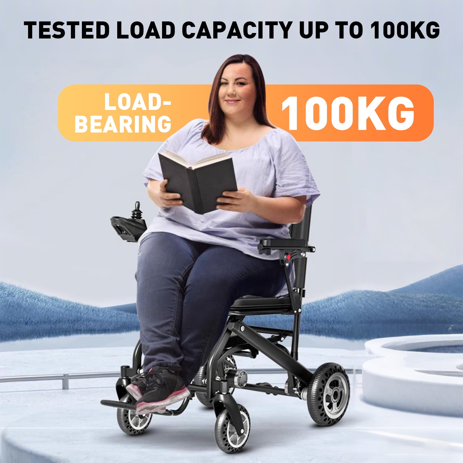 Elektrische rolstoel – 13.6kg, 300W motor, afneembare lithium-accu, elektromagnetische rem, 100kg draagvermogen, lichte elektrische opvouwbare rolstoel ideaal voor reizen & dagelijks gebruik