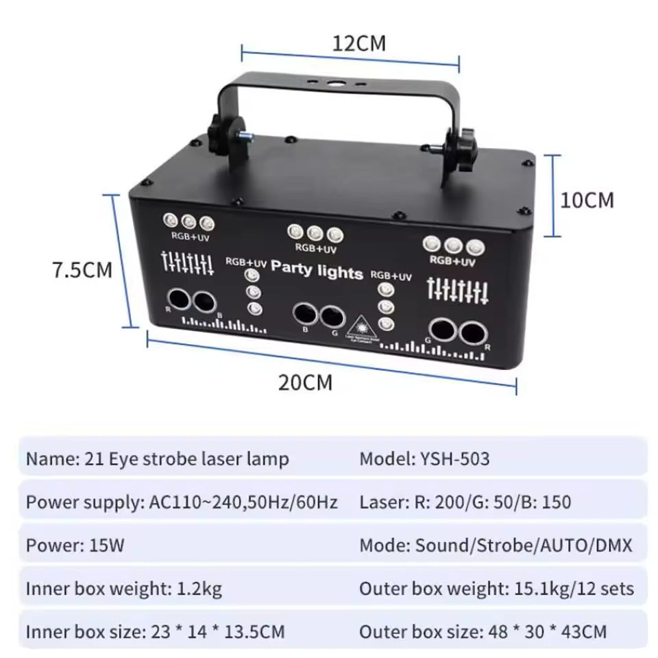 Discolys Partylys, LED RGB-lys DJ-projektor musikkstyrt DJ-discolys, DMX-effektspot for KTV, familietreff, bryllup, bursdag, Halloween