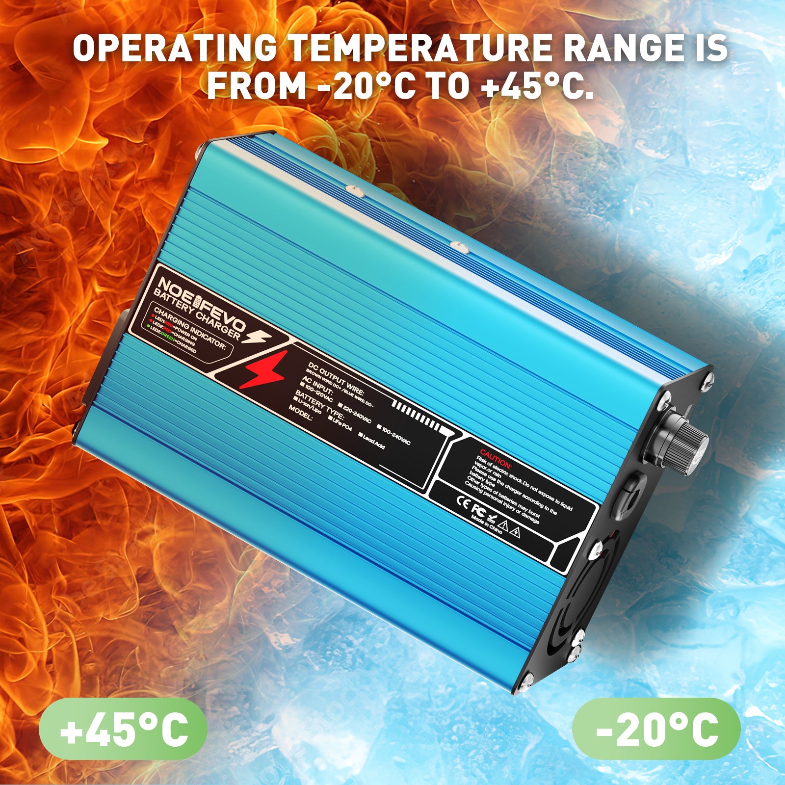 NOEIFEVO 29,4V 10A Lithium-batterijlader voor 25,9V 7S-batterij, automatische uitschakeling, aluminium behuizing, met ventilator