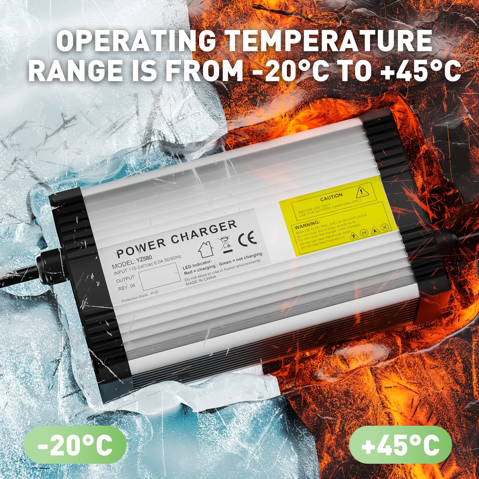 NOEIFEVO 58.4V 8A LiFePO4-batteriladdare för 48V 51.2V 16S LiFePO4-batteri, med kylfläkt, automatisk avstängning.