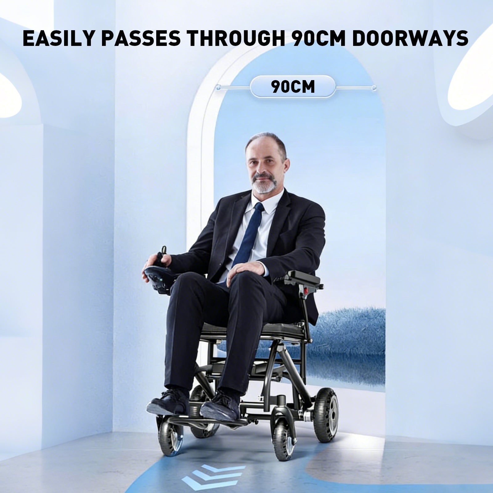 Elektrische rolstoel – 13.6kg, 300W motor, afneembare lithium-accu, elektromagnetische rem, 100kg draagvermogen, lichte elektrische opvouwbare rolstoel ideaal voor reizen & dagelijks gebruik