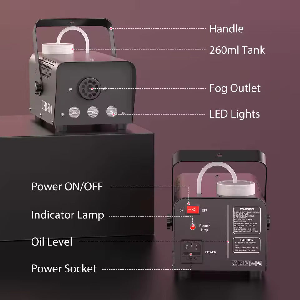 500Watt-Nebelmaschine, RGB-Dreifarben-LED-Mischnebelstrahl, mit Fernbedienung, geeignet für DJs, Discos, Partys, Halloween, Hochzeiten, Weihnachten und andere Anlässe