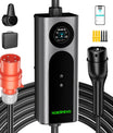 Noeifevo Type 2 Mobiele EV Wallbox, 11KW 3-fase CEE16A Instelbare Laadvermogen EV Lader, 5m/10m/15m EV Oplaadkabel voor Model Y/3, ID.3/4/5, MG4, EX30, e-up, e-tron, Zoe en andere EV's.
