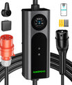 Noeifevo Type 2 Mobiele EV Wallbox, 11KW 3-fase CEE16A Instelbare Laadvermogen EV Lader, 5m/10m/15m EV Oplaadkabel voor Model Y/3, ID.3/4/5, MG4, EX30, e-up, e-tron, Zoe en andere EV's.
