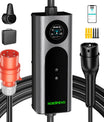 Noeifevo Type 2 Mobiele EV Wallbox, 11KW 3-fase CEE16A Instelbare Laadvermogen EV Lader, 5m/10m/15m EV Oplaadkabel voor Model Y/3, ID.3/4/5, MG4, EX30, e-up, e-tron, Zoe en andere EV's.
