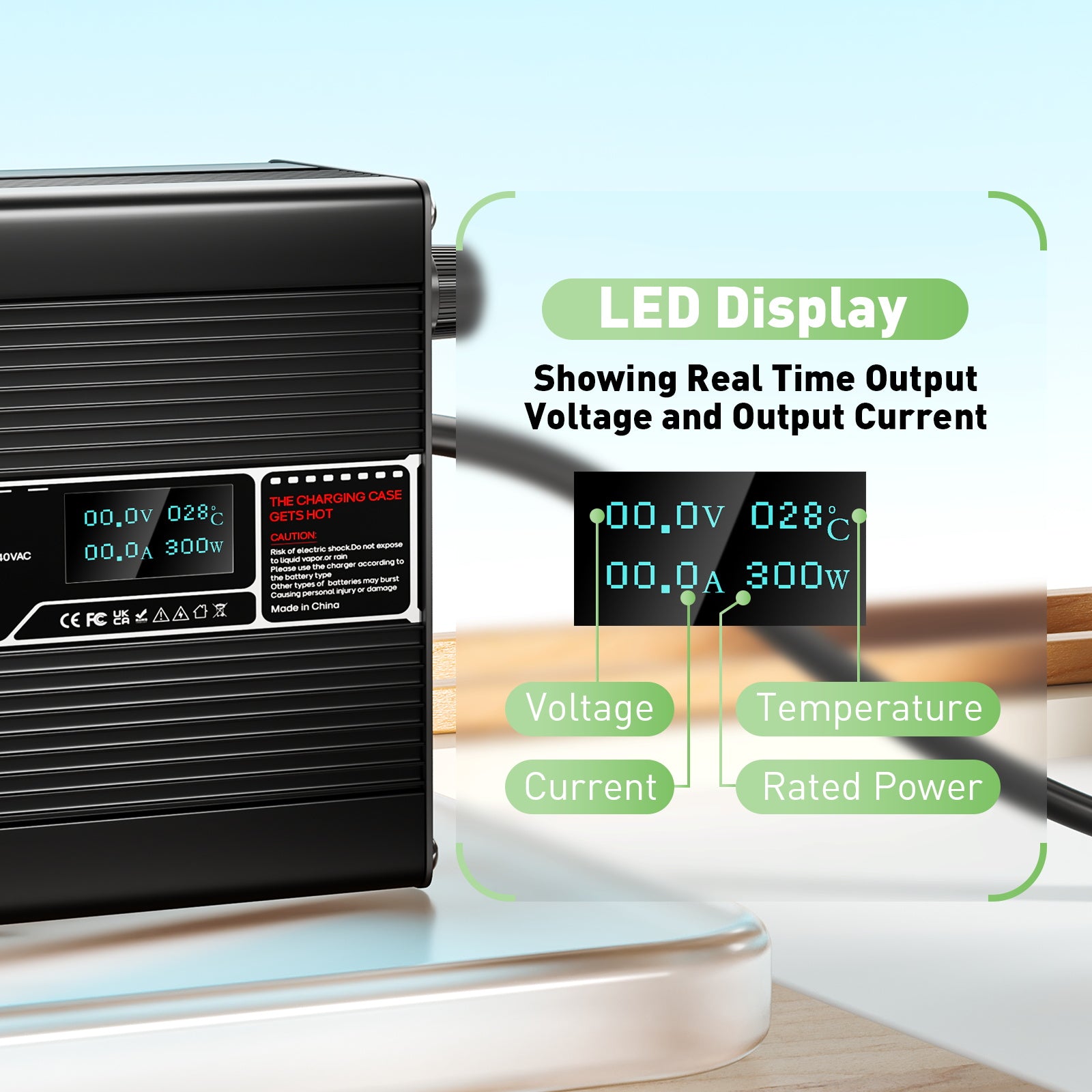 NOEIFEVO 12,6V 5A Lithium-oplader voor 3S 11,1V Li-Ion Lipo-batterijen, met LCD-scherm, koelfan, automatische uitschakeling