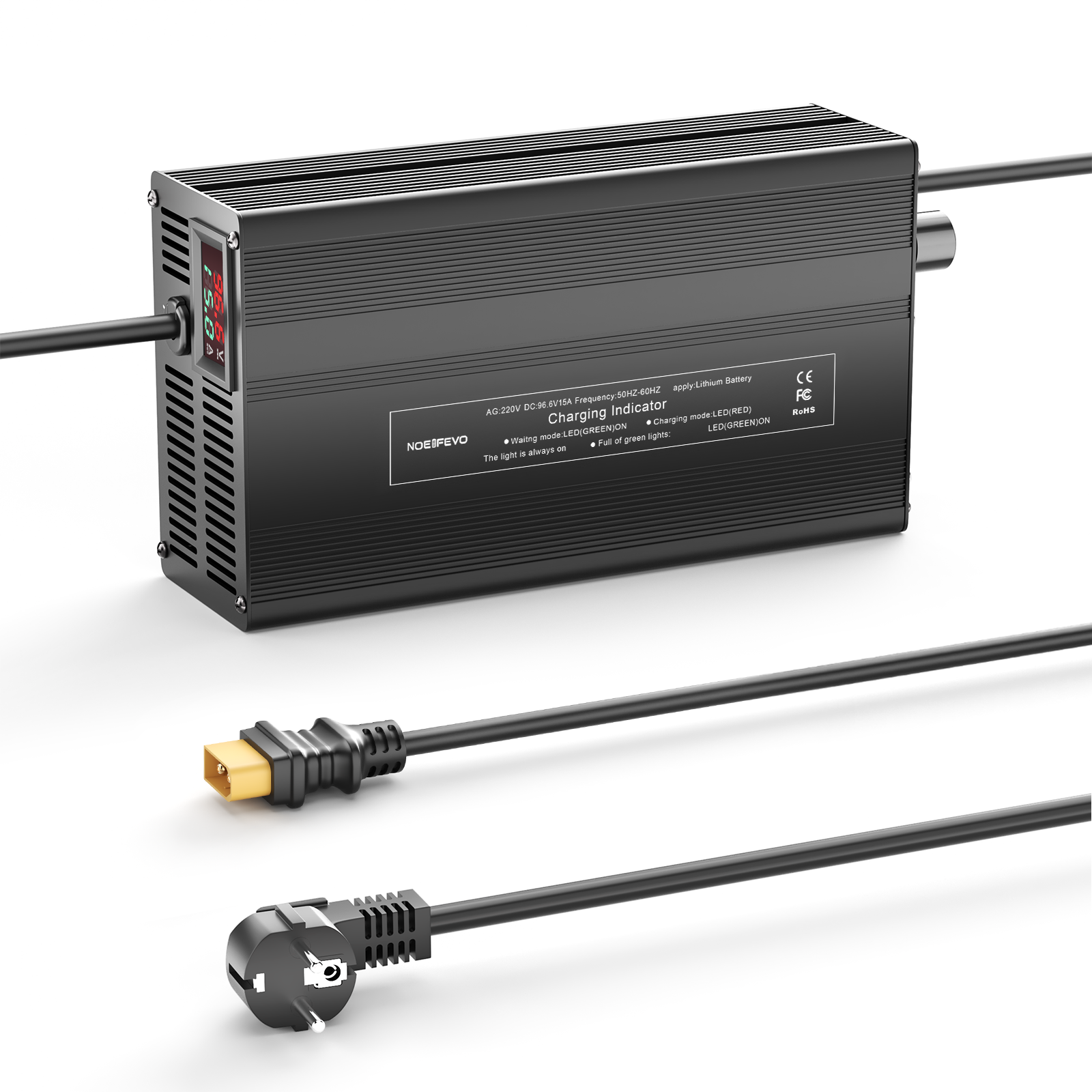 NOEIFEVO 96.6V 1A-15A Lithium-Batterieladegerät für 85.1V（84V) 23S Lithium-Li-Ionen-Lipo-Batterie, LCD-Anzeige, Strom einstellbar