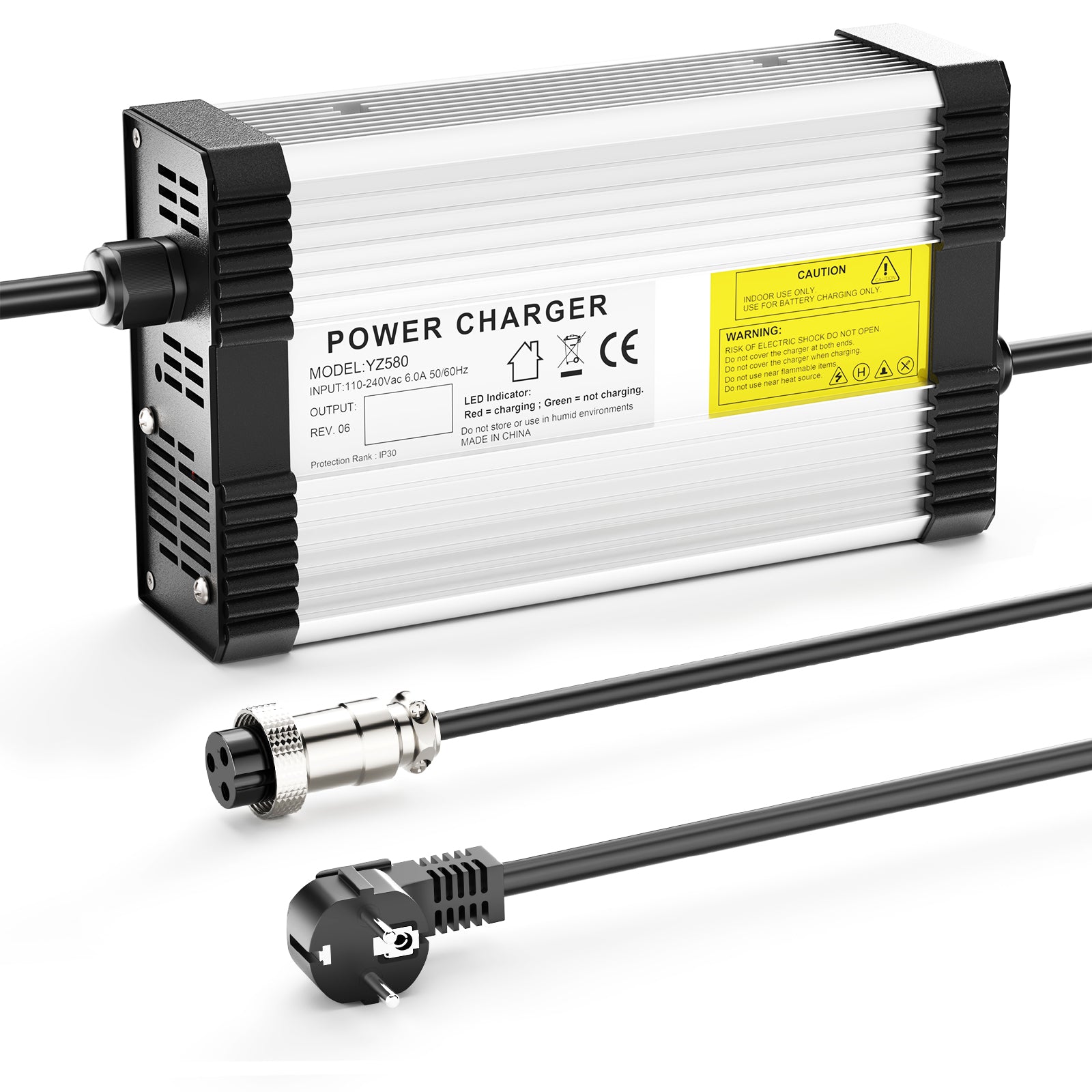 NOEIFEVO 54.6V 8A Lithium-Batterilader til 13S 48V 48.1V Lithiumbatteri, med køleventilator, automatisk afbrydelse.