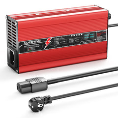 NOEIFEVO 72V 5A Blybatterilader, Ladespenning 82,8-88,2V, automatisk avstenging, OLED-skjerm, aluminiumsdeksel, med vifte