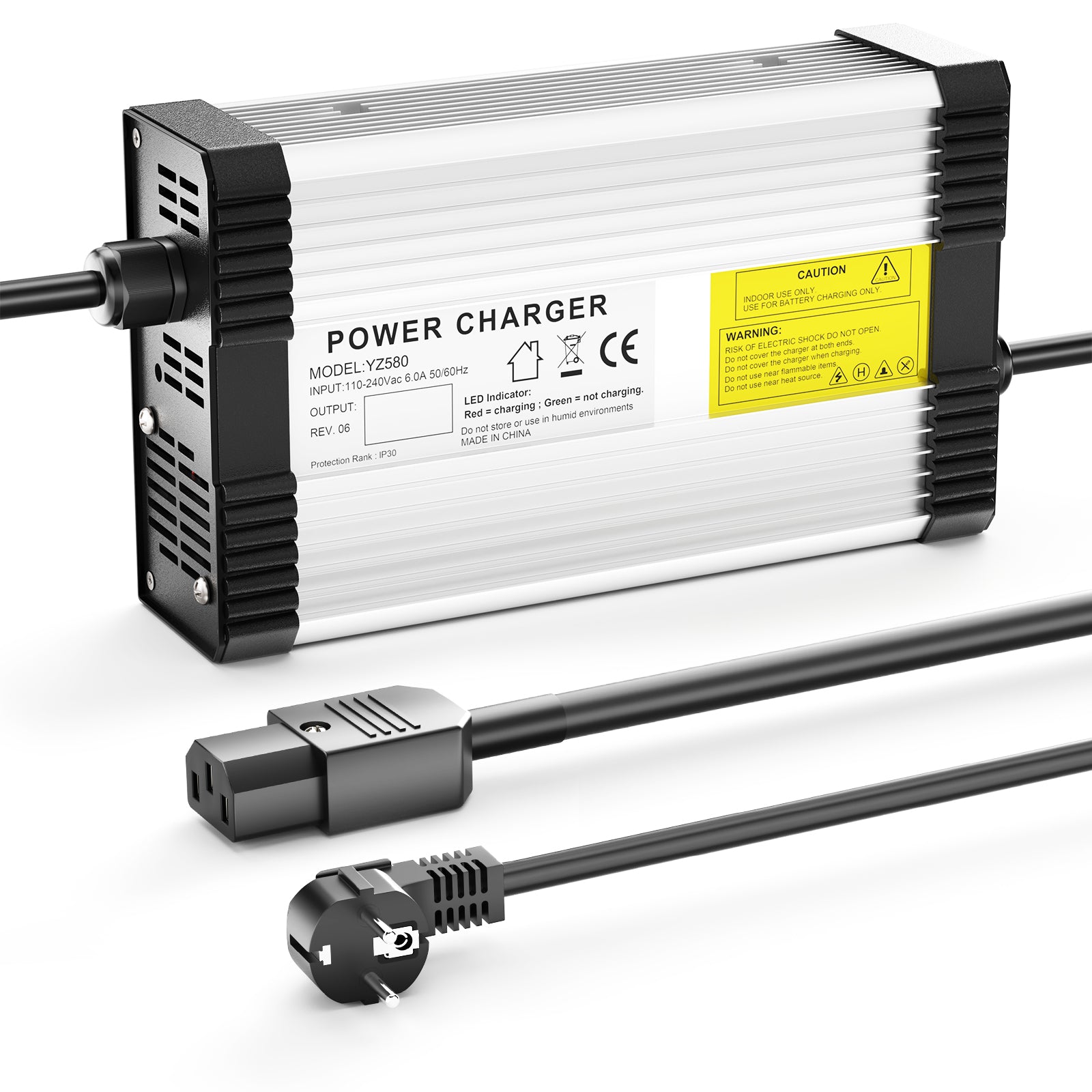 NOEIFEVO 50.4V 8A Lithium-batterijlader voor 12S 44.4V lithiumbatterij, met koelventilator, automatische uitschakeling.