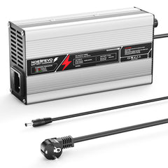 NOEIFEVO 87,6V 5A CARREGADOR DE BATERIA LiFePO4 PARA BATERIA 76,8 V 24S, DESLIGAMENTO AUTOMÁTICO, CARCAÇA DE ALUMÍNIO, COM VENTILADOR (PRATA)