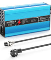 NOEIFEVO 42V 10A 10S Lithium-Batterieladegerät, für 10S 37V Li-Ion Batterie, automatische Abschaltung, Aluminiumgehäuse, mit Lüfter(blau)