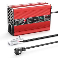 NOEIFEVO 42V 2A 3A 3.5A 4A Lithium-Ladegerät für 10S 37V Li-Ion Lipo-Batterien, mit LCD-Anzeige, Kühlventilator, automatischer Abschaltung(RED)