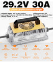 Noeifevo 29,2 V 30 A LiFePO4 Caricabatterie  per batteria al litio 24 V 25,6 V, impermeabile, attivazione BMS 0 V, spegnimento automatico