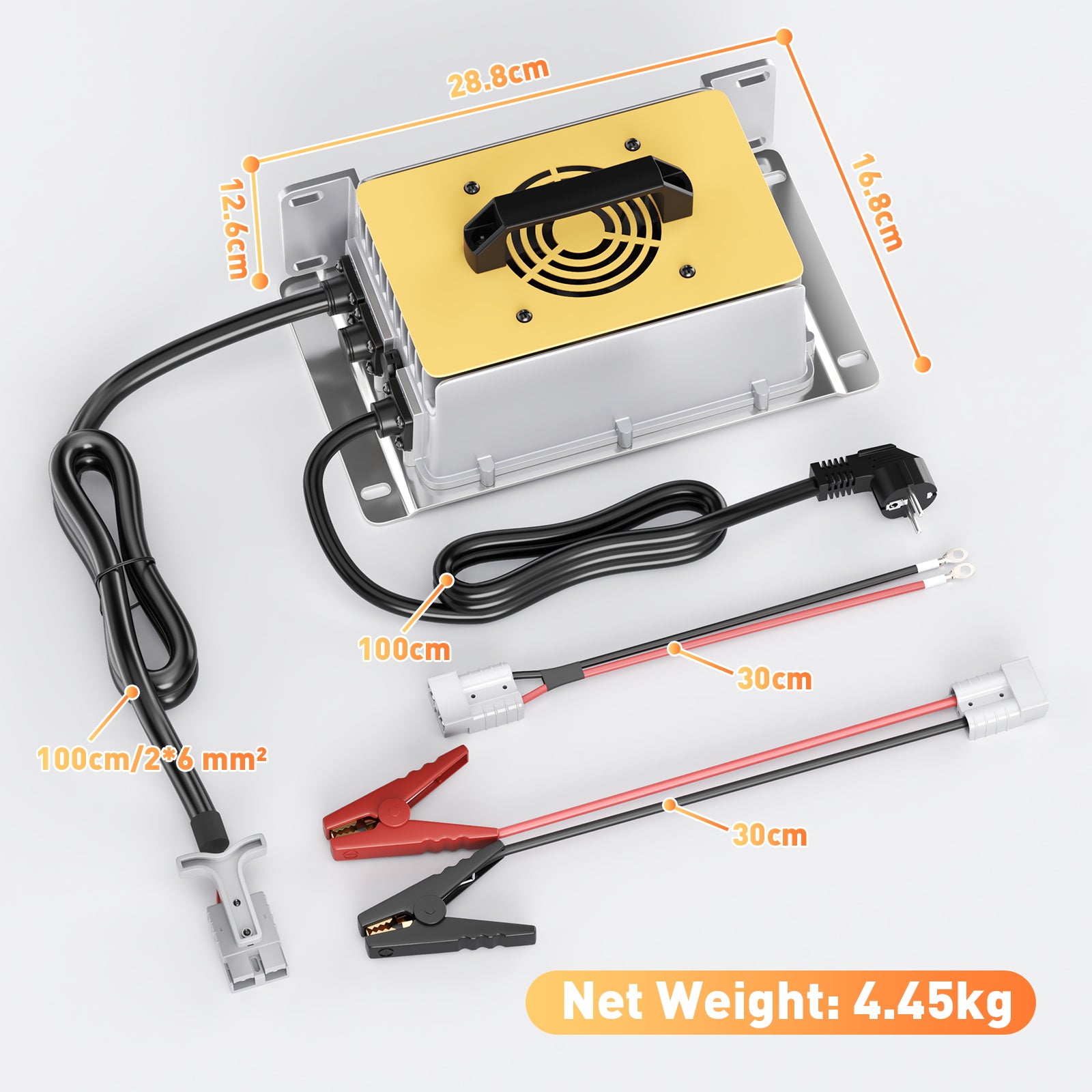 NOEIFEVO 51,2V 48V 16S Lithium LiFePO4 acculader, 58,4V 35A lader voor zonne-energiebatterijen, golfwagenaccu's, bootaccu's, waterdicht, 0V BMS-geactiveerd