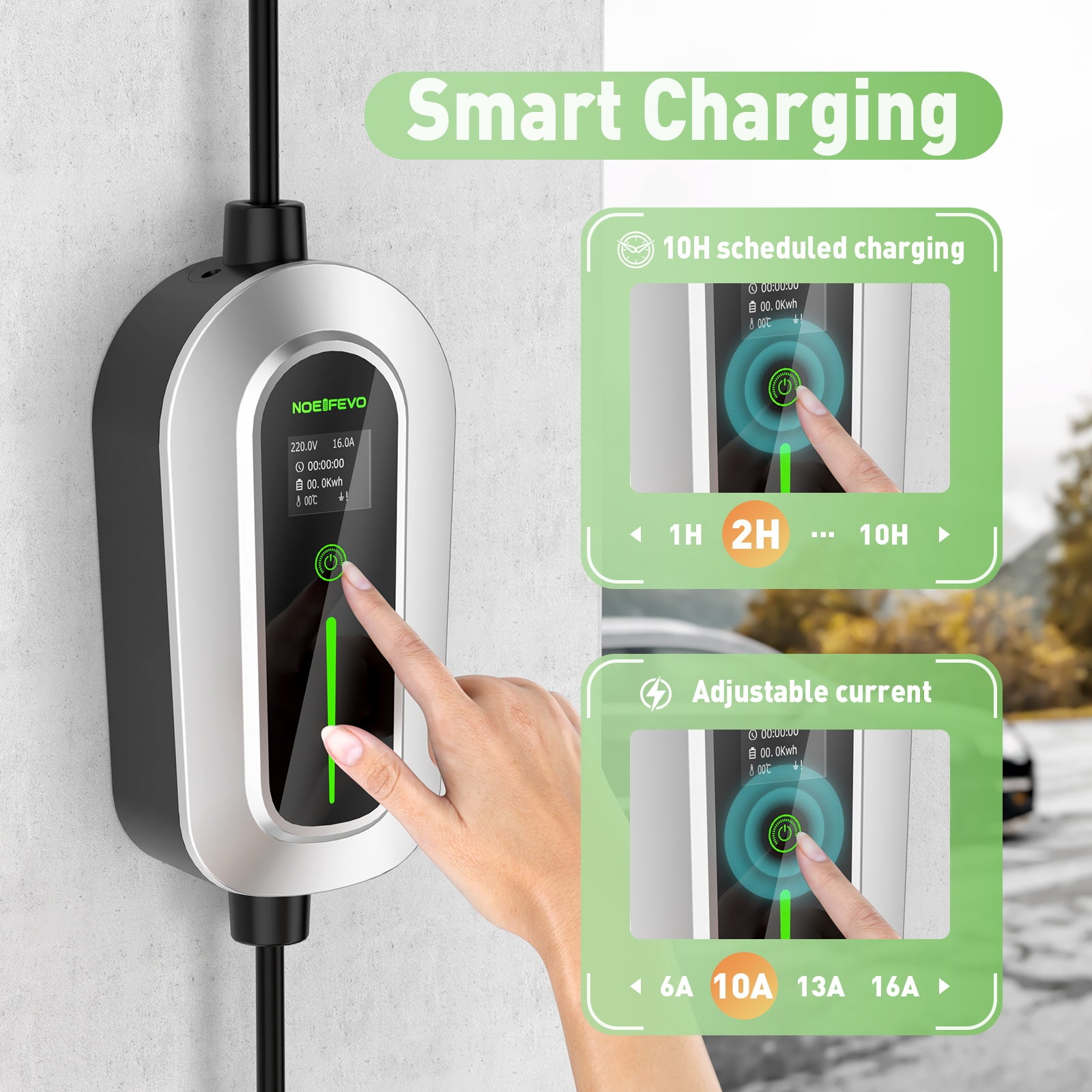 Noeifevo F094 EV Ladestation, 11KW 16A 3 Phase Mobile Ladegerät für Typ 2 Elektrofahrzeuge