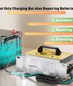 NOEIFEVO 51,2V 48V 16S Lithium LiFePO4 acculader, 58,4V 35A lader voor zonne-energiebatterijen, golfwagenaccu's, bootaccu's, waterdicht, 0V BMS-geactiveerd