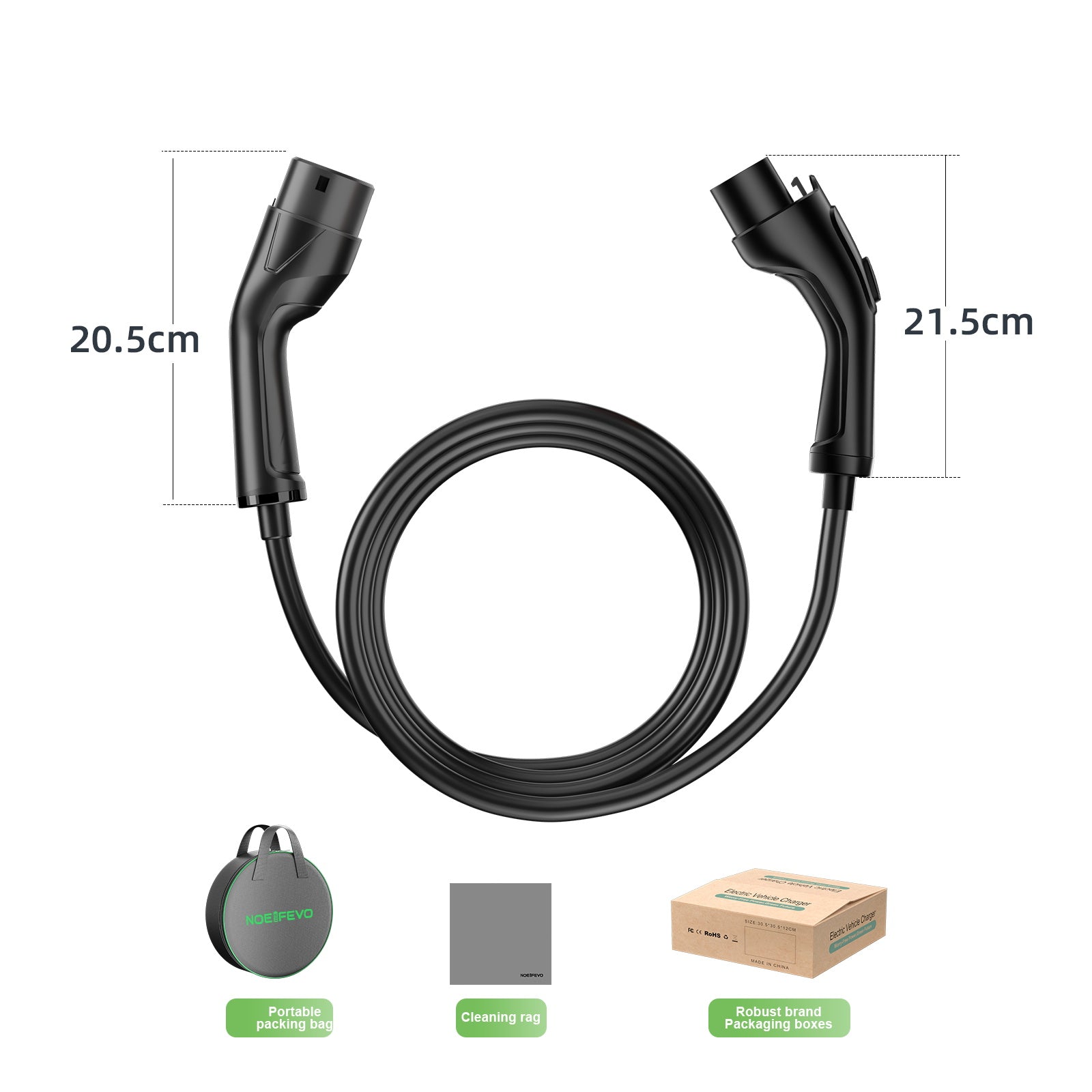 NOEIFEVO Type2 Cavo di prolunga per ricarica EV da 5 m/10m per stazione di ricarica/scatola a muro, 3,5KW/7KW/11KW/22KW