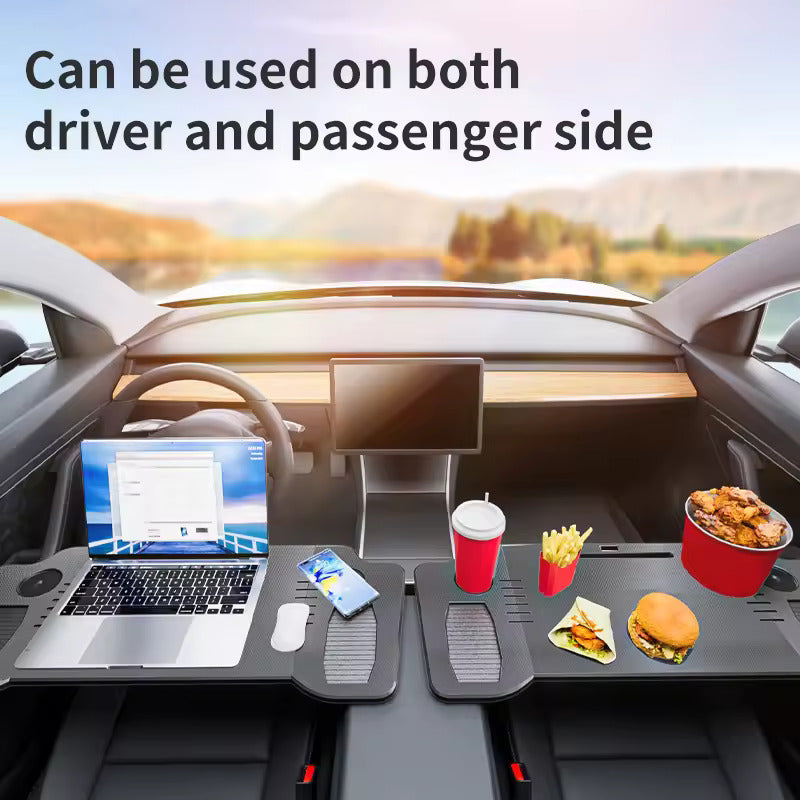 Draagbare tafel voor Tesla Model 3 / Y / S – stuurtafel voor laptop, inklapbare fronttafel om te werken en te eten (77,5 × 30 cm)
