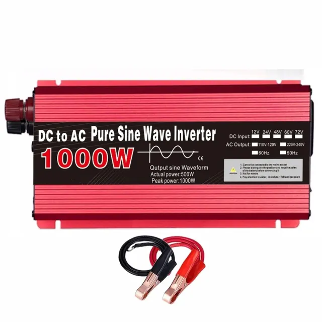 Inverter 12V till 220V, 1000W till 3000W DC-AC-växelriktare med EU-kontakter för bilar, lastbilar, camping och hushållsapparater