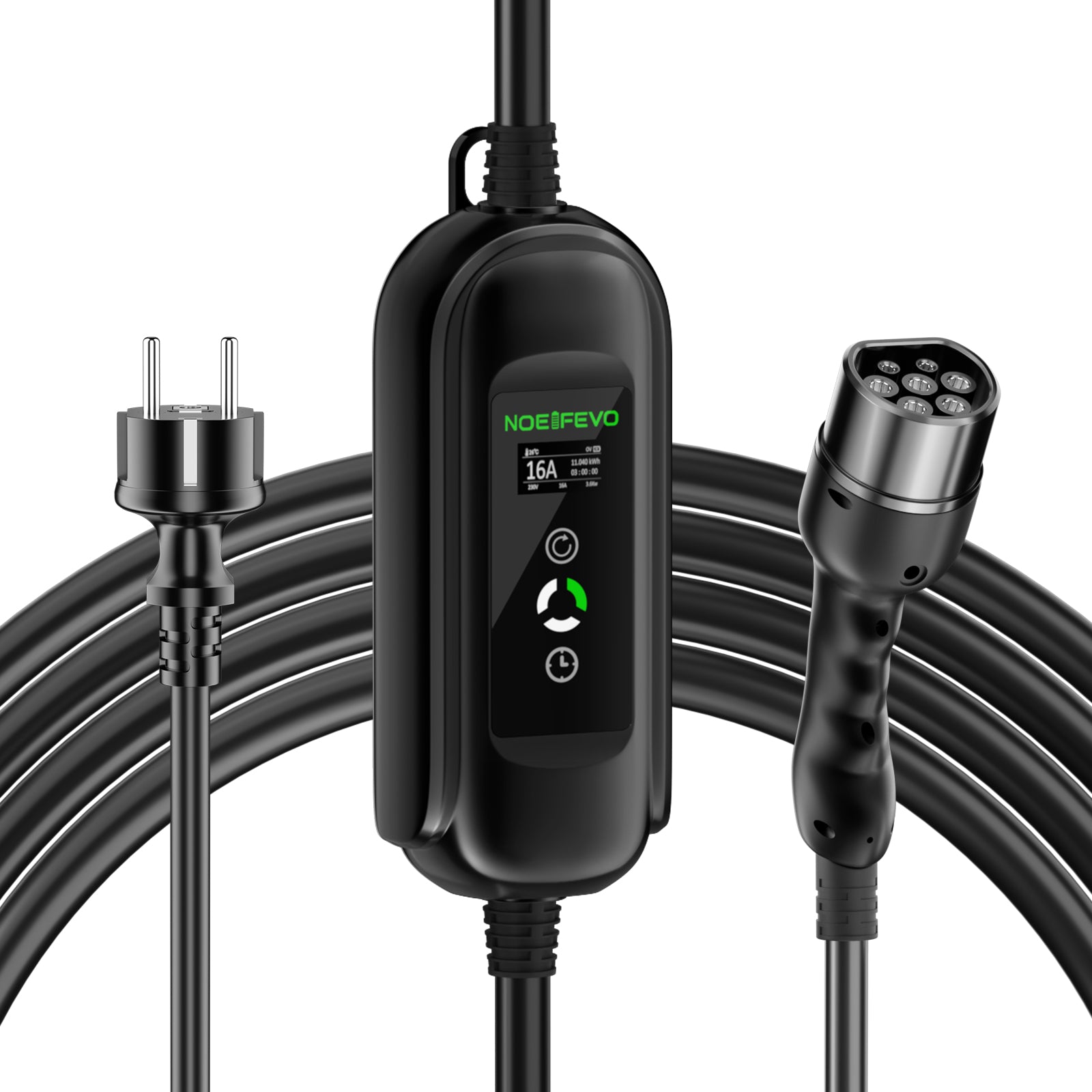 Noeifevo Portable Type 2 3.7KW 16A EV Charger, Type 1 Mobile EV Charging Cable with Schuko, 5m/10m