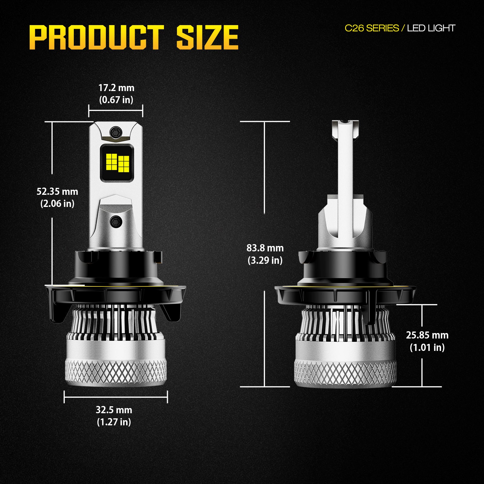 NOEIFEVO H13 Auto přední světlomet, 40 000 Lumenů, 200W, 6500K bílá, IP68 vodotěsný, 100 000 hodin životnosti, dálkové a potkávací světlo