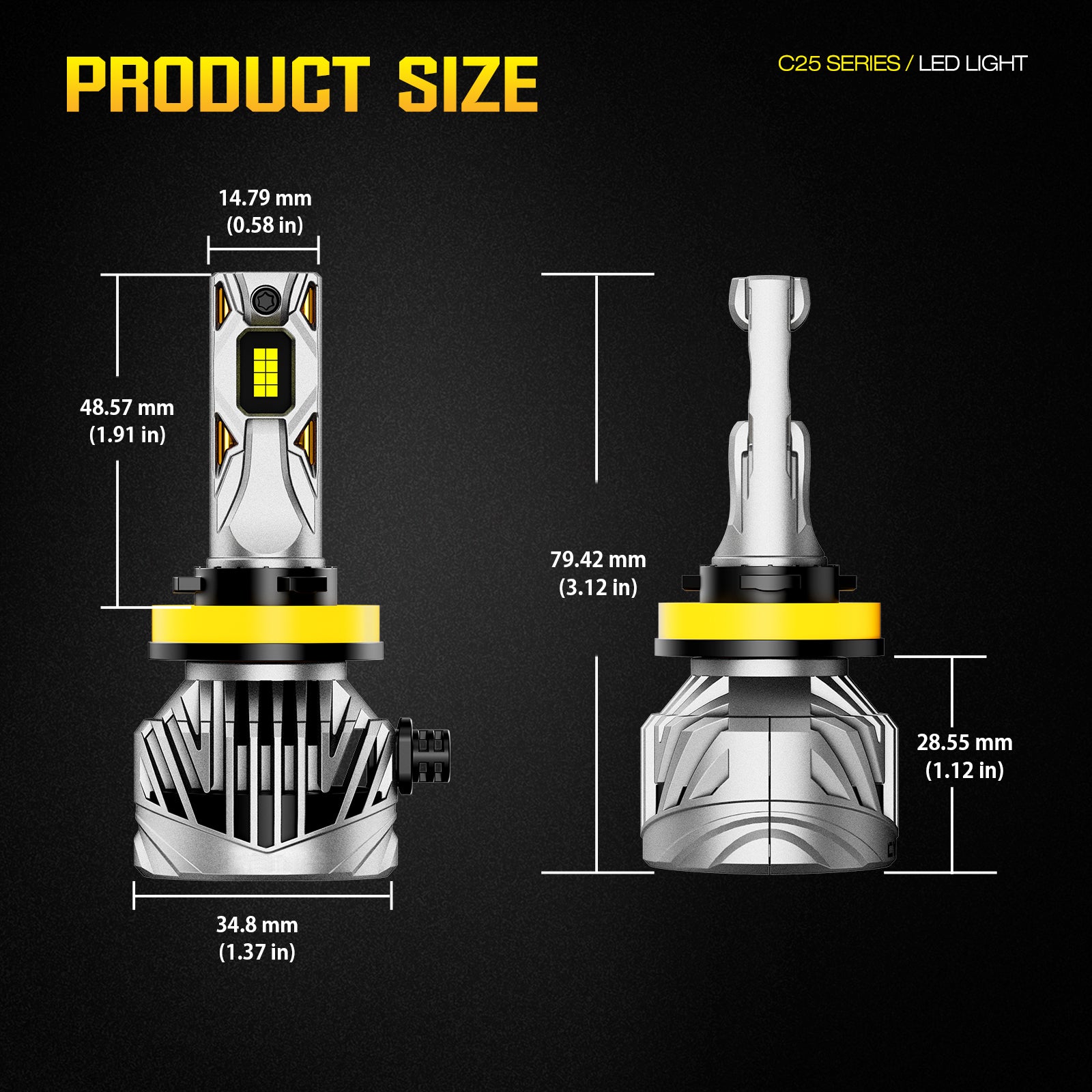 NOEIFEVO Lâmpada de Farol para Carro H11, 30.000 Lúmens, 130W, 6500K Branco, IP68 à Prova d'Água, 100.000 Horas de Vida Útil, Feixe Baixo e Alto