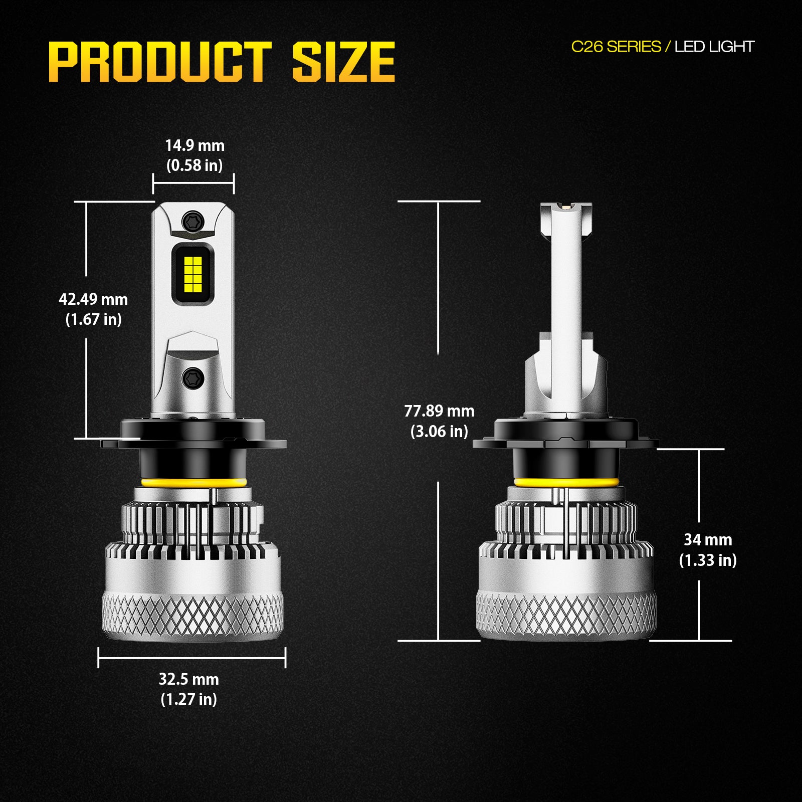 Lâmpada de Farol de Carro NOEIFEVO H7, 40.000 Lúmens, 200W, 6500K Branco, IP68 à Prova d'Água, Vida Útil de 100.000 Horas, Luz Baixa e Alta.