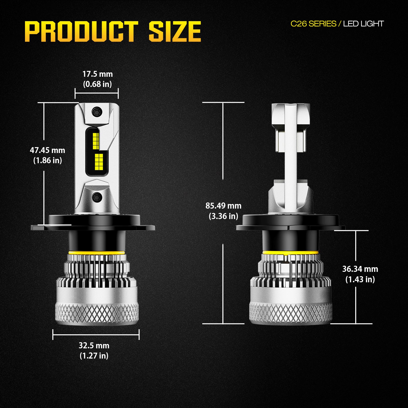 NOEIFEVO H4 Auto Koplamp, 40.000 Lumen, 200W, 6500K Wit, IP68 Waterdicht, 100.000 Uur Levensduur, Dimlicht en Fernlicht