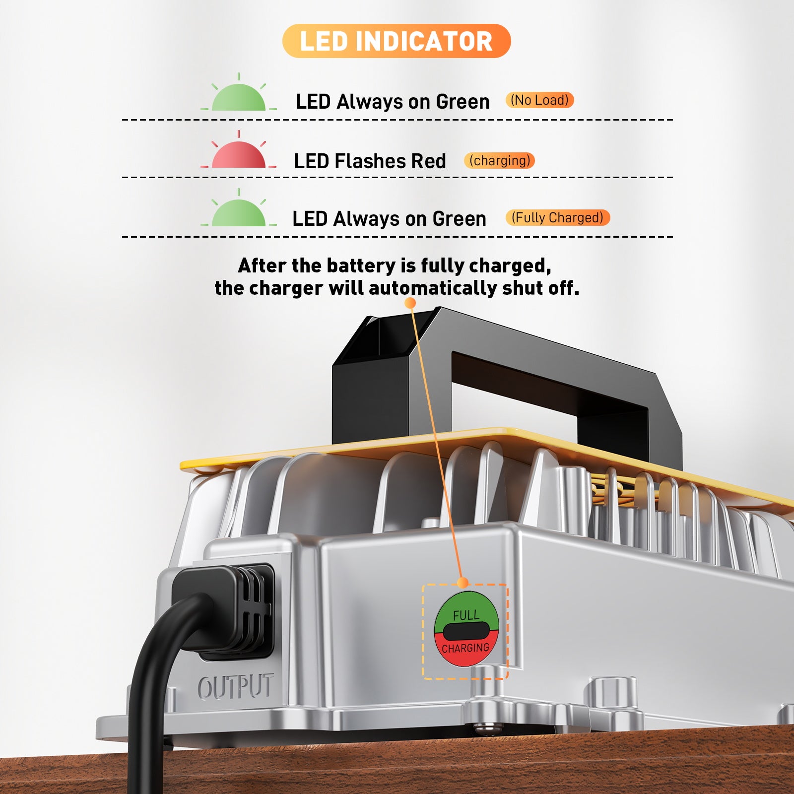 Noeifevo 29,2 V 30 A LiFePO4 Caricabatterie  per batteria al litio 24 V 25,6 V, impermeabile, attivazione BMS 0 V, spegnimento automatico