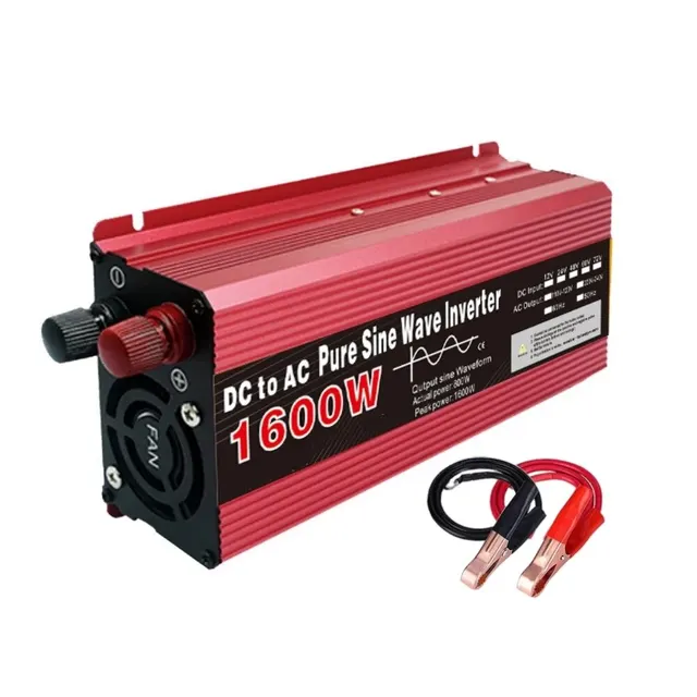 Muuntaja 12 V - 220 V, 1000 W - 3000 W DC-AC-muuntaja EU-pistokkeilla autoille, kuorma-autoille, retkeilyyn ja kotitalouskäyttöön