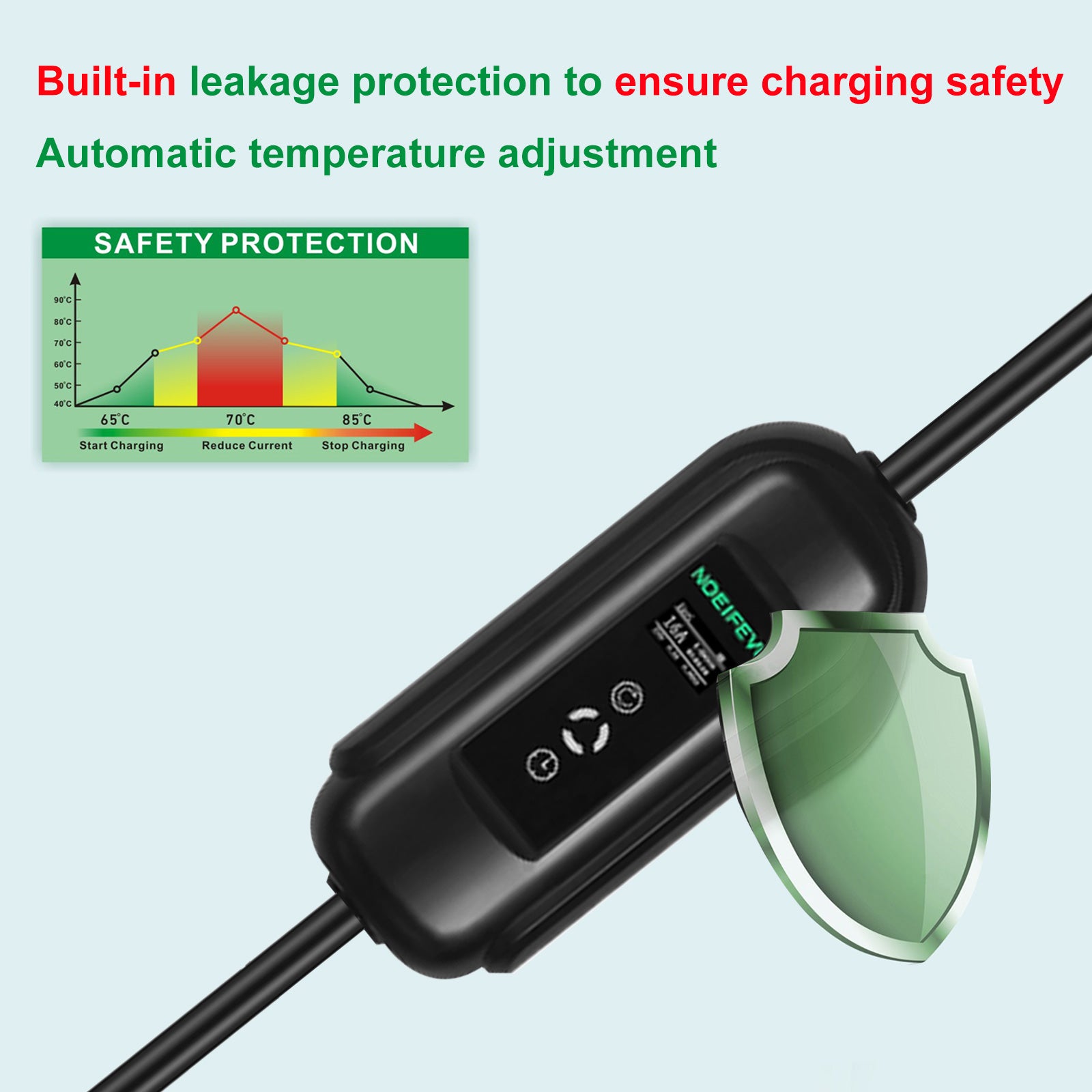 Noeifevo 15meters Mobile EV Charging Cable , 3.7KW 16A Portable Type 2 Type 1 EV Charger with Schuko