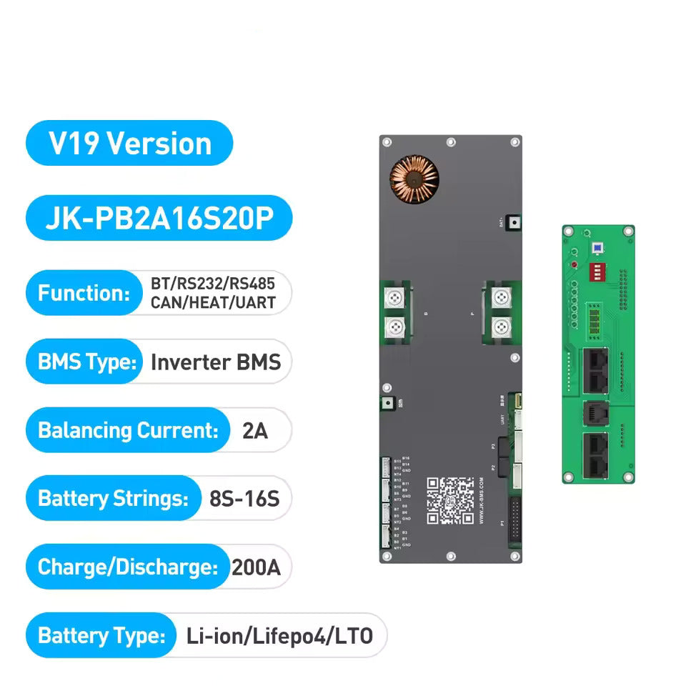 Akun BMS 4,3 tuuman näytöllä, älykäs aktiivinen BMS 8S–16S 200A 24V–48V Li-Ion/LiFePO4/LTO 2A akun energian tasapainottaja Bluetoothilla, CAN/RS485