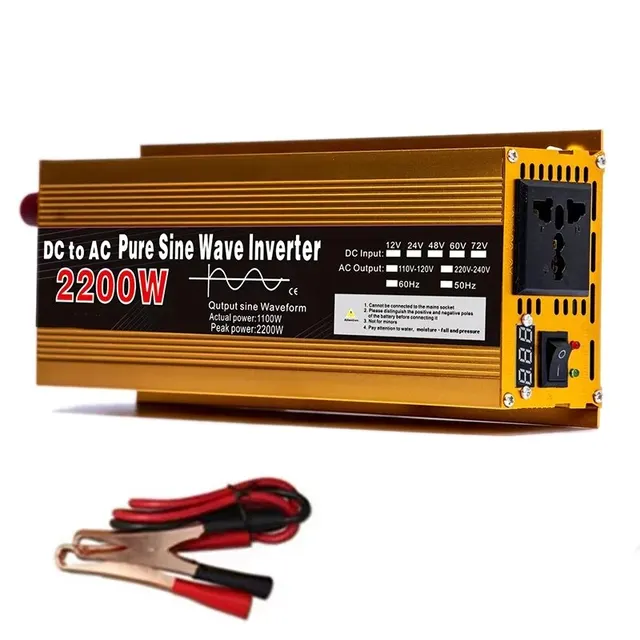 Inverter 24 V til 220 V ren sinus, 800W/3000W DC til AC bærbar spændingsomformer, bil-sol-inverter