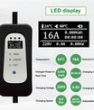 10 meter bærbar type 2 3.6KW 16A EV-oplader, mobil EV-opladningskabel med Schuko